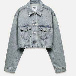 Denim and diamonds women’s jacket. Jean Jacket. Studded. Worn once
